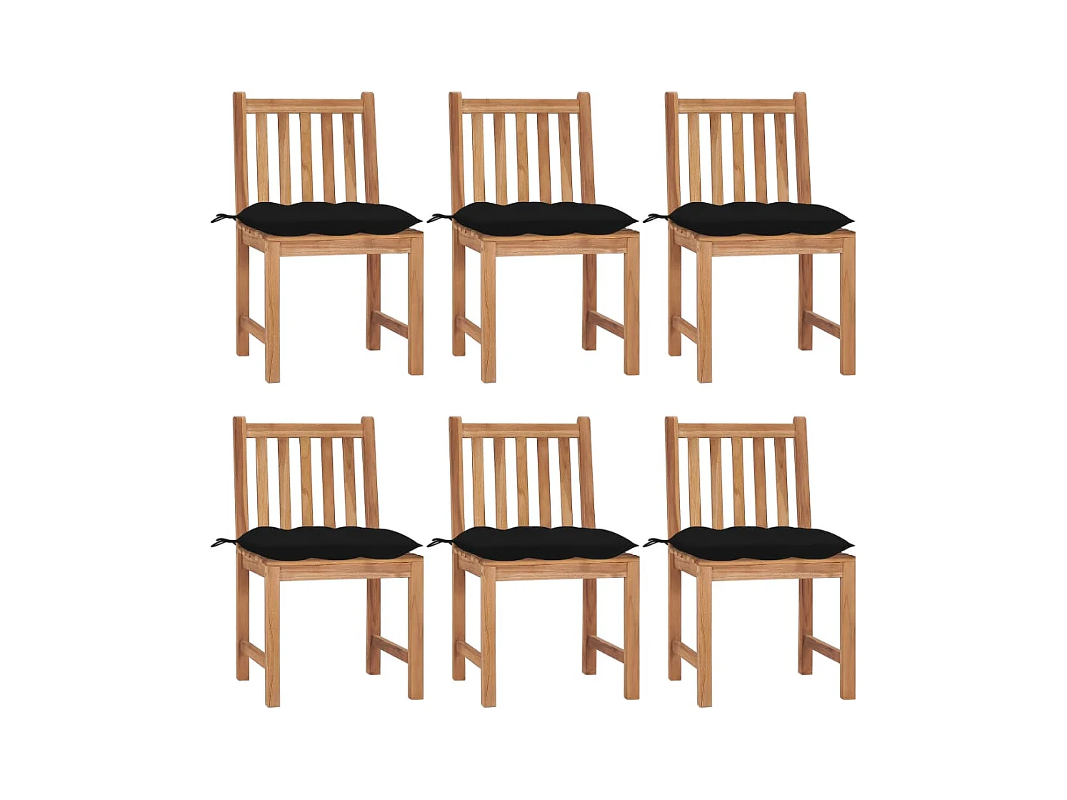 Chaises de jardin lot de 6 avec coussins Bois de teck massif