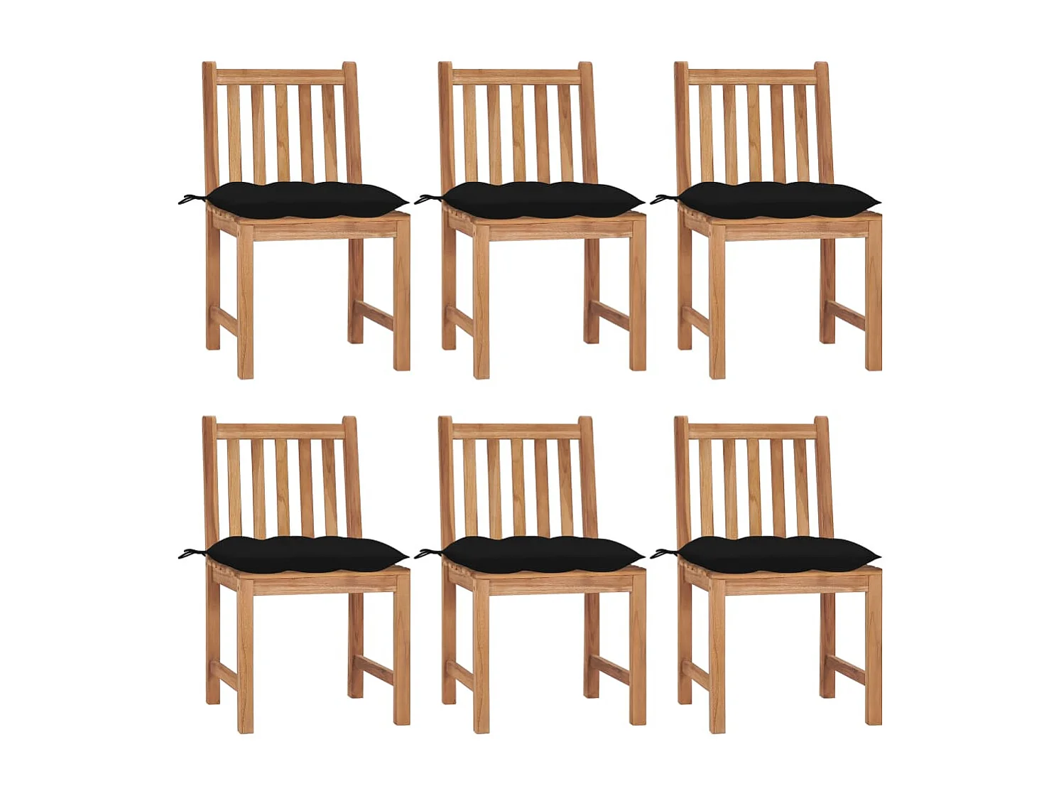 Gartenstühle 6er Set mit Kissen Massivholz Teak