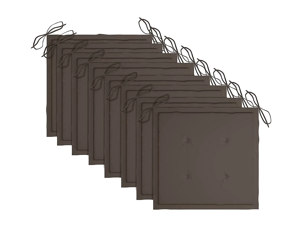 Stapelbare tuinstoelen met kussens, set van 8, massief teakhout