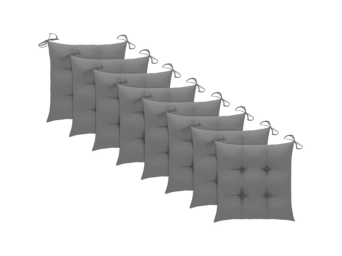 Chaises pliables de jardin avec coussins lot de 8 Teck solide