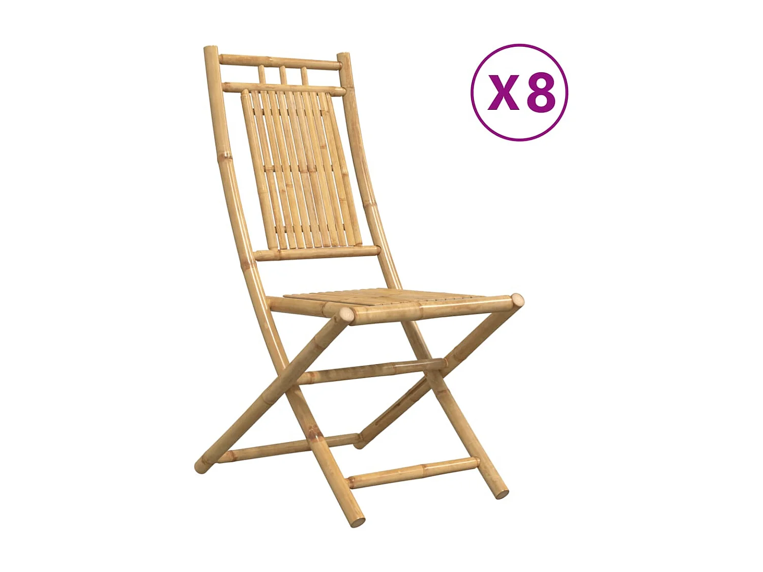 Chaises pliables de jardin lot de 8 46x66x99 cm bambou