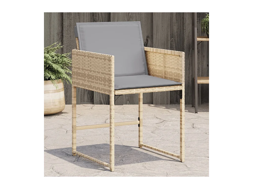 Chaises de jardin avec coussins lot de 4 mélange beige