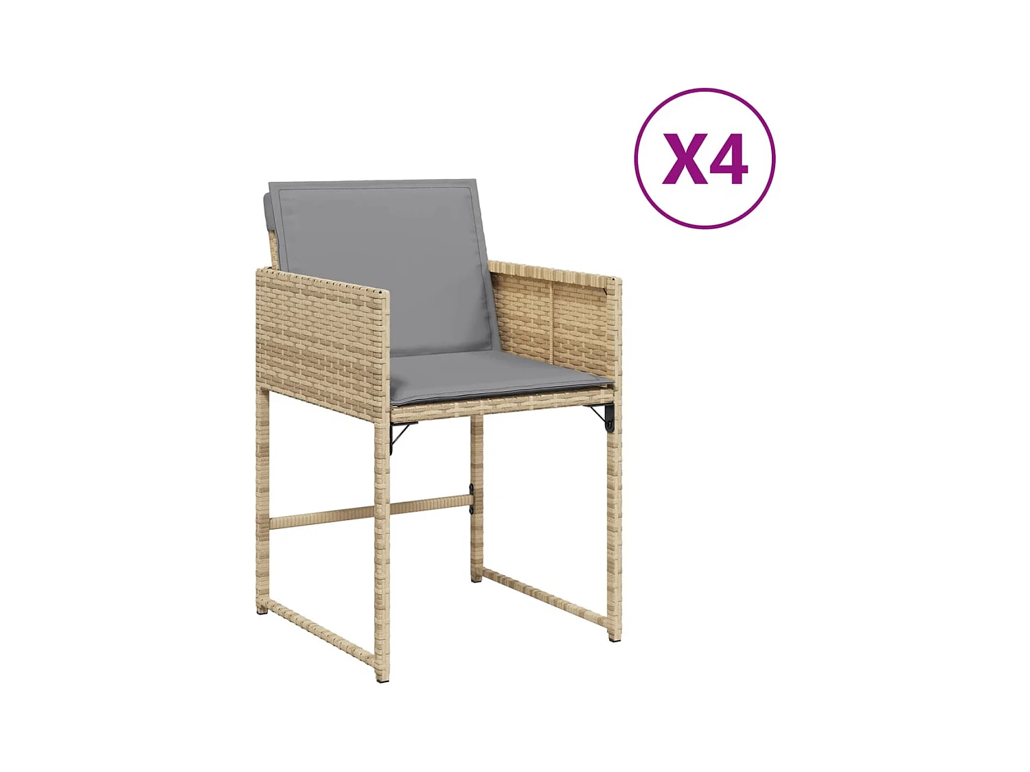 Chaises de jardin avec coussins lot de 4 mélange beige