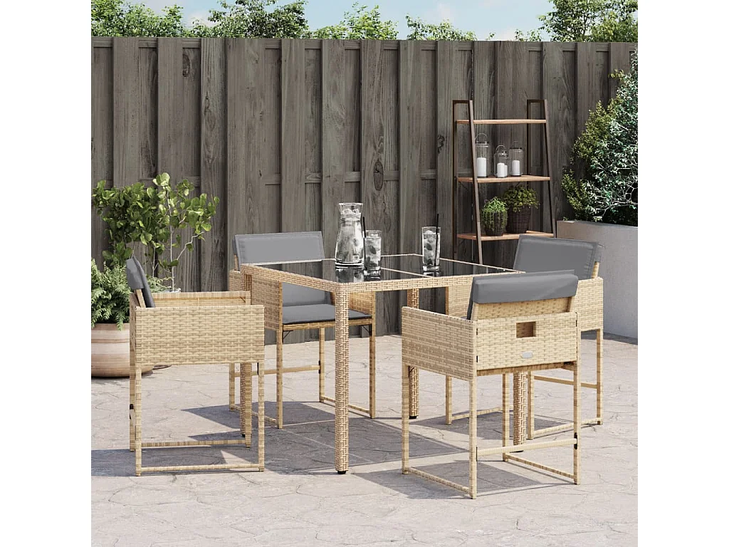 Chaises de jardin avec coussins lot de 4 mélange beige