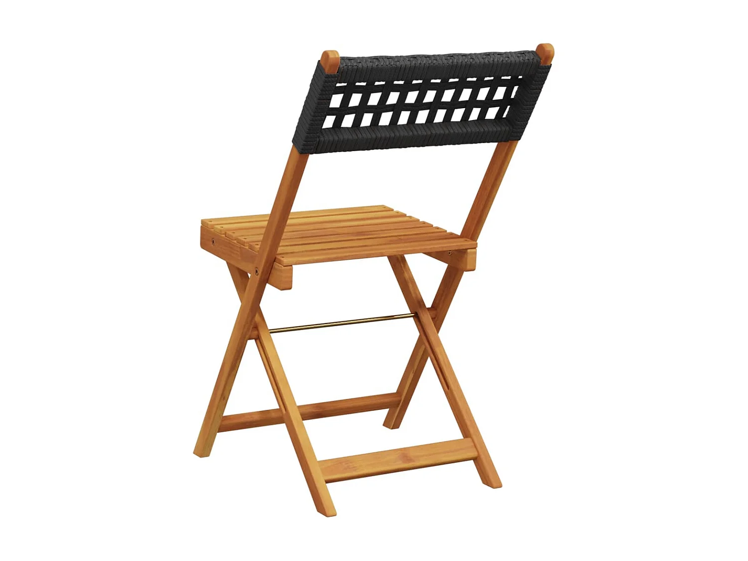 Set di 8 sedie pieghevoli da giardino in polyrattan nero e legno massello