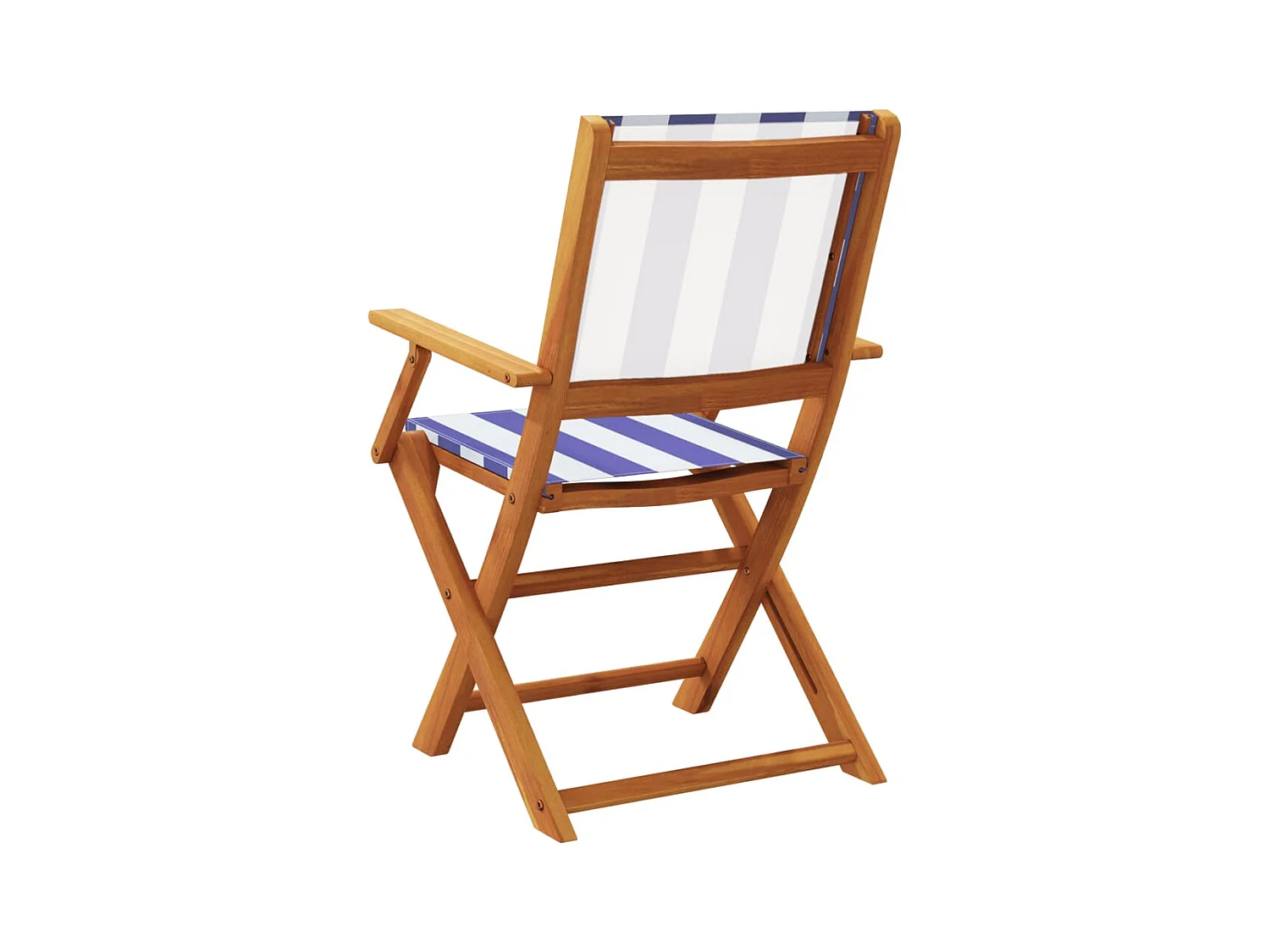 Tuinstoelen set van 2 blauw/wit massief acaciahout stof