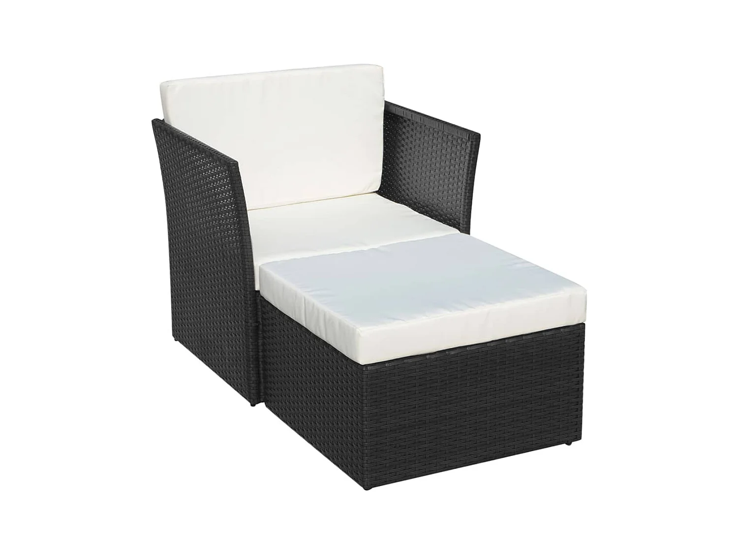 Chaise de jardin avec tabouret Noir Résine tressée