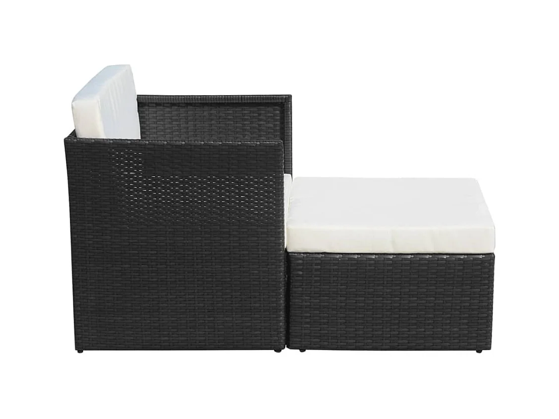 Chaise de jardin avec tabouret Noir Résine tressée