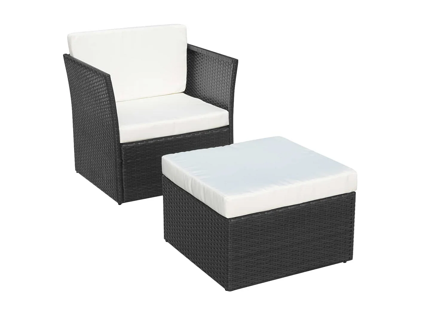 Chaise de jardin avec tabouret Noir Résine tressée