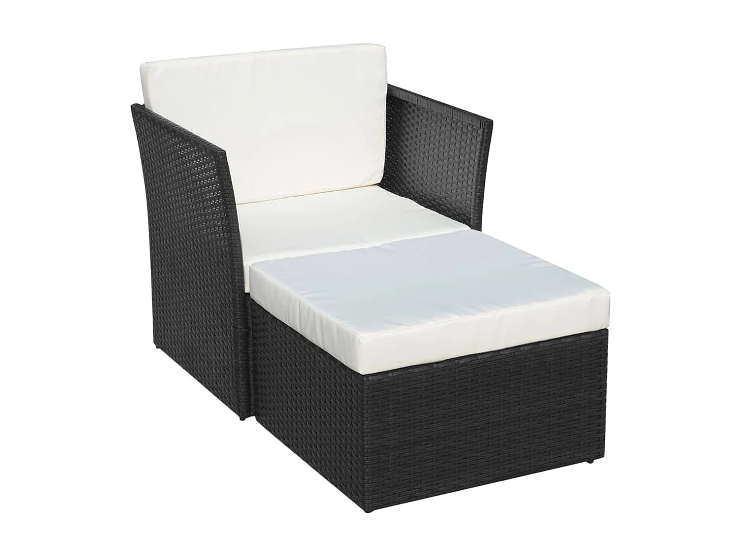 Chaise de jardin avec tabouret Noir Résine tressée