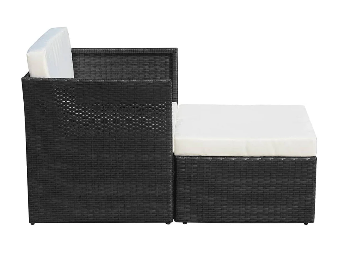 Chaise de jardin avec tabouret Noir Résine tressée