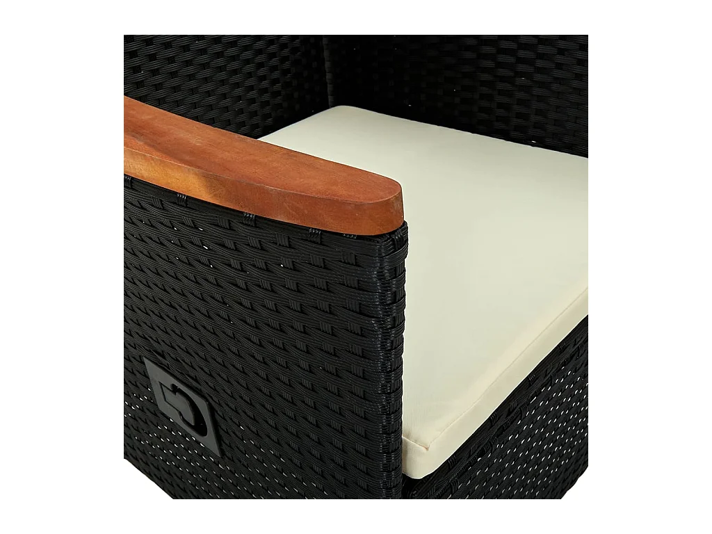 Buitenstoelen set van 2 met kussens Zwart geweven hars