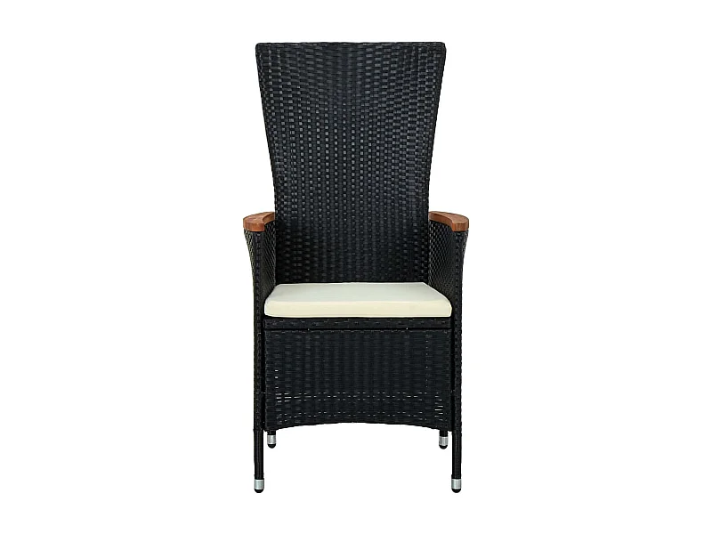 Set di 2 sedie da esterno con cuscini in resina intrecciata nera