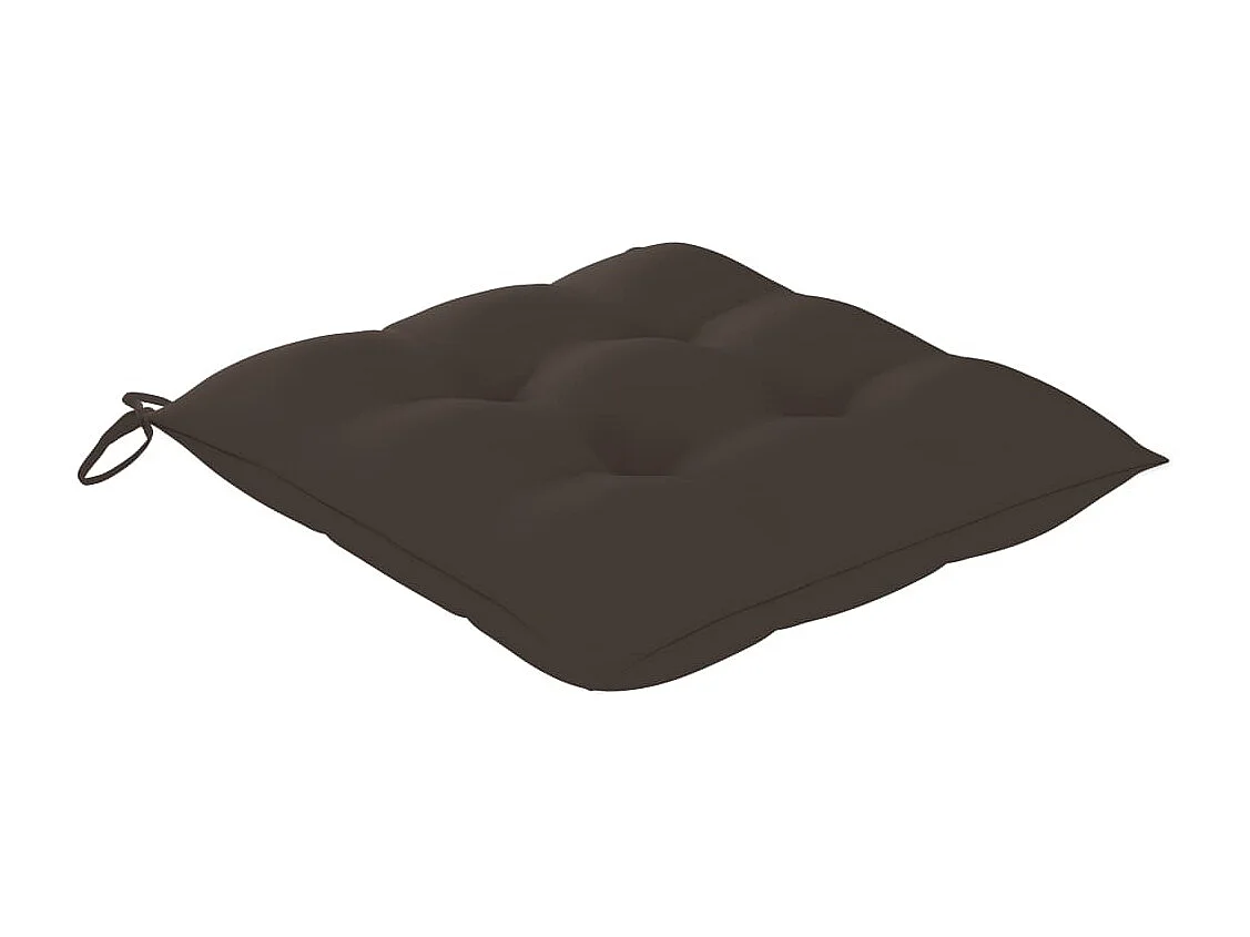 Chaises de jardin lot de 2 et coussins taupe Bois teck massif