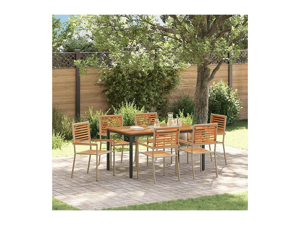 Ensemble de salle à manger pour jardin 7 pcs Beige, Marron