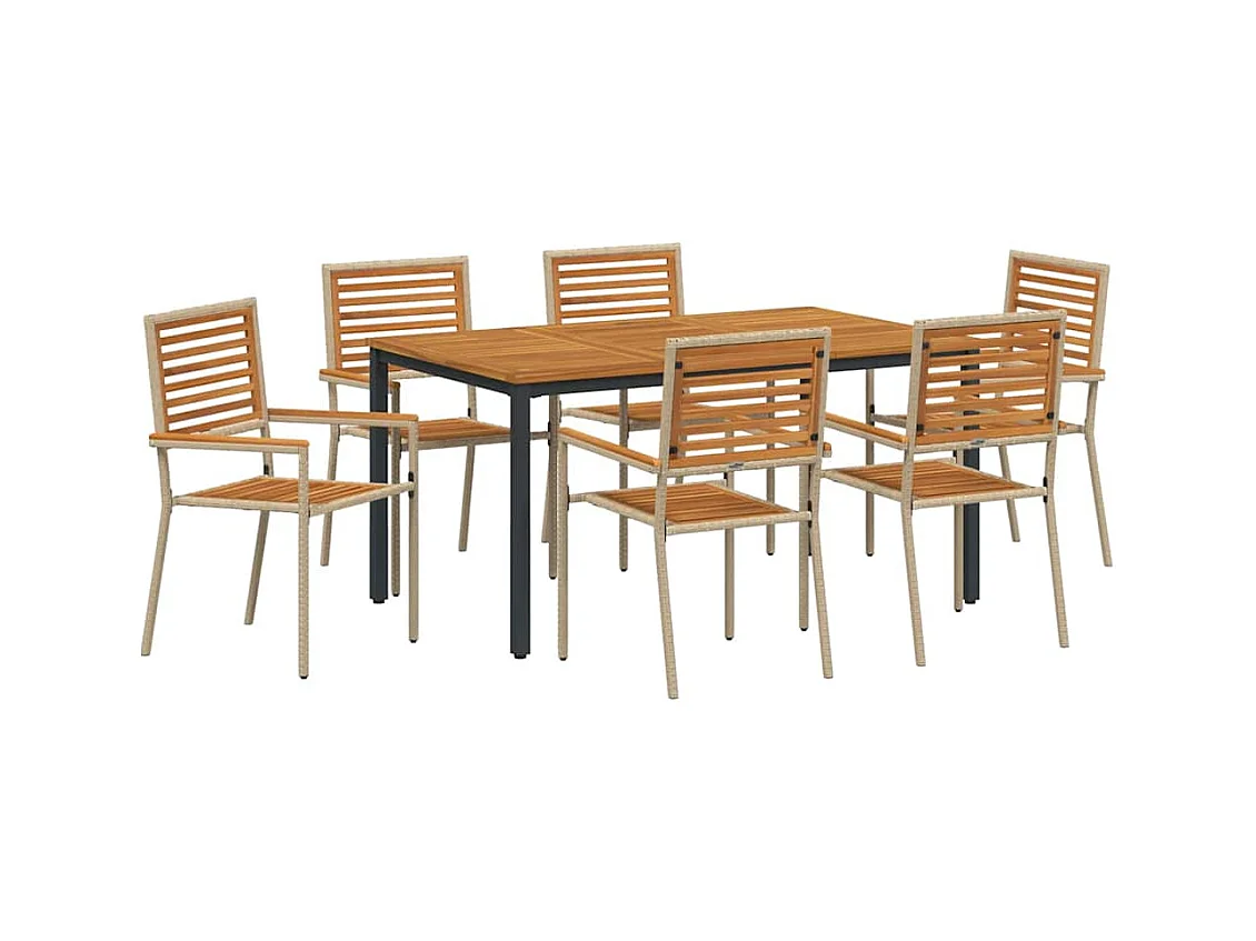 Ensemble de salle à manger pour jardin 7 pcs Beige, Marron