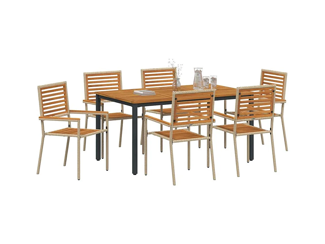 Ensemble de salle à manger pour jardin 7 pcs Beige, Marron