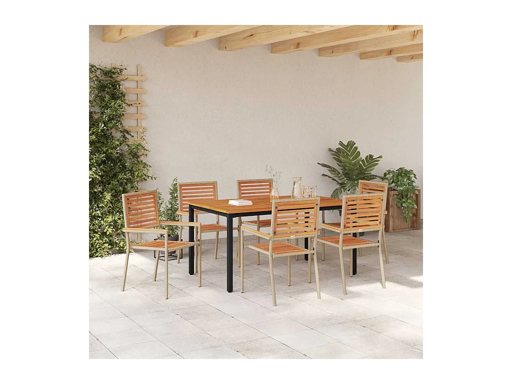 Ensemble de salle à manger pour jardin 7 pcs Beige, Marron