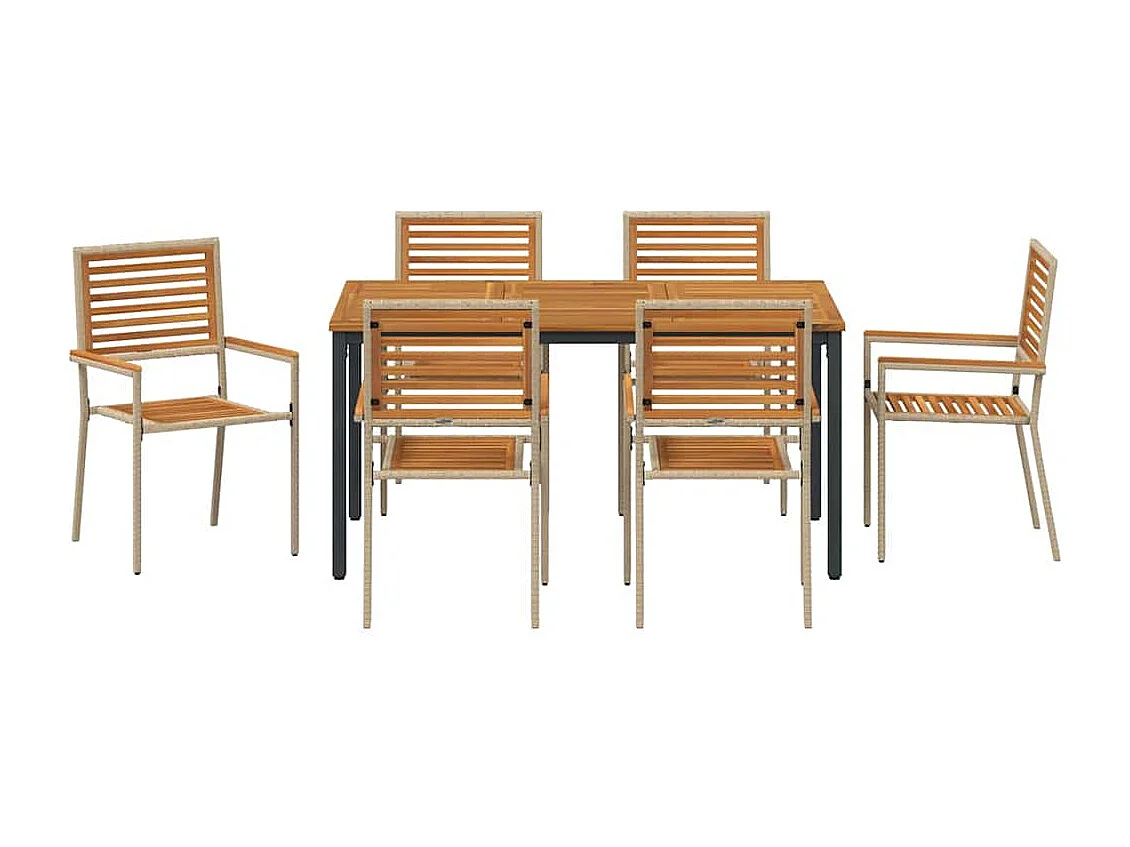 Ensemble de salle à manger pour jardin 7 pcs Beige, Marron