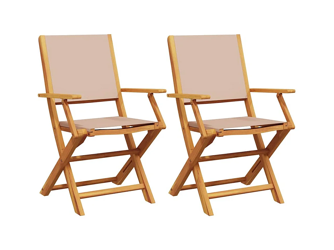 Tuinstoelen set van 2 taupe massief acaciahout en stof