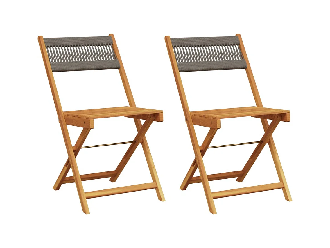 Set van 2 bistrostoelen, grijs, acaciahout en touw