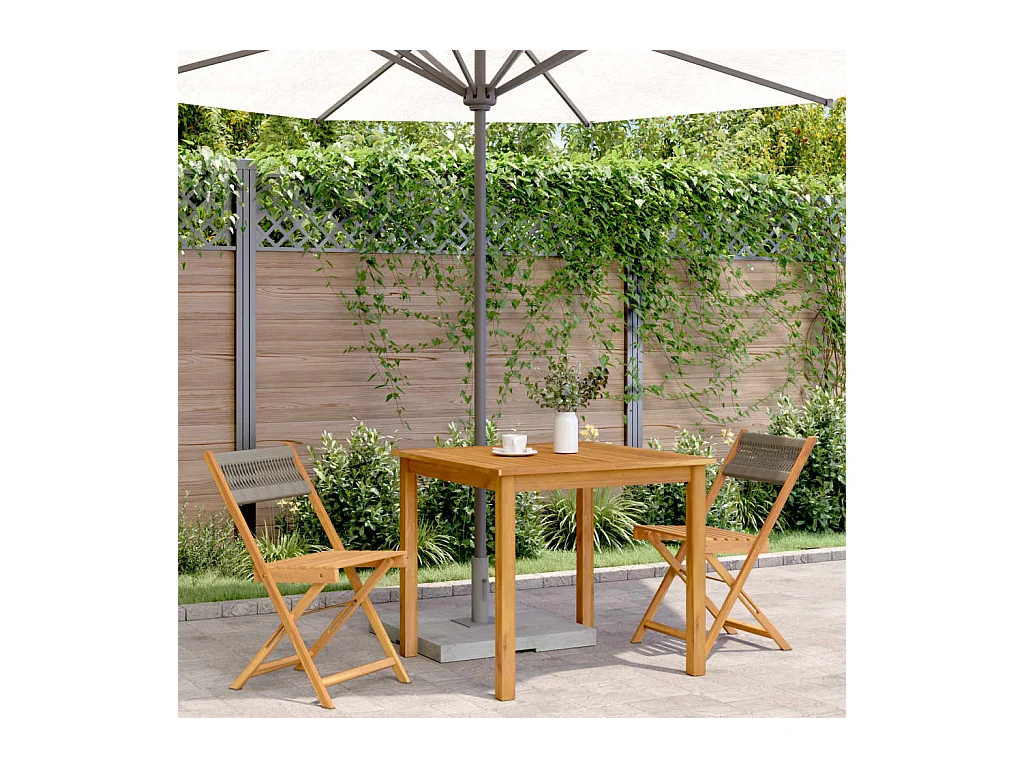 Set van 2 bistrostoelen, grijs, acaciahout en touw