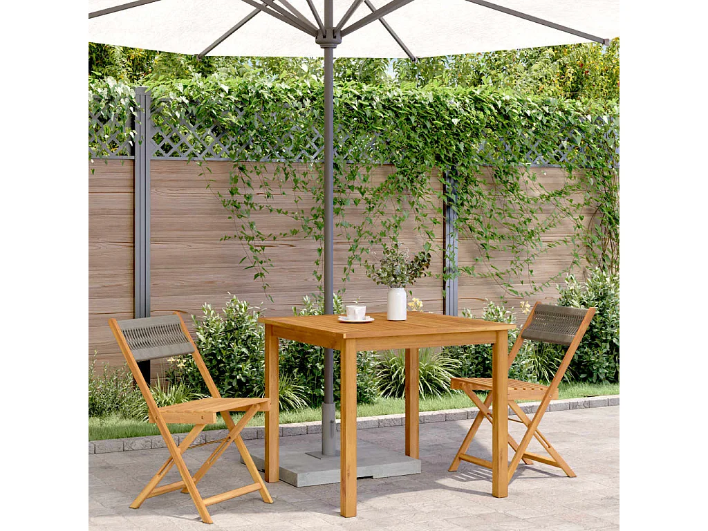 Set van 2 bistrostoelen, grijs, acaciahout en touw
