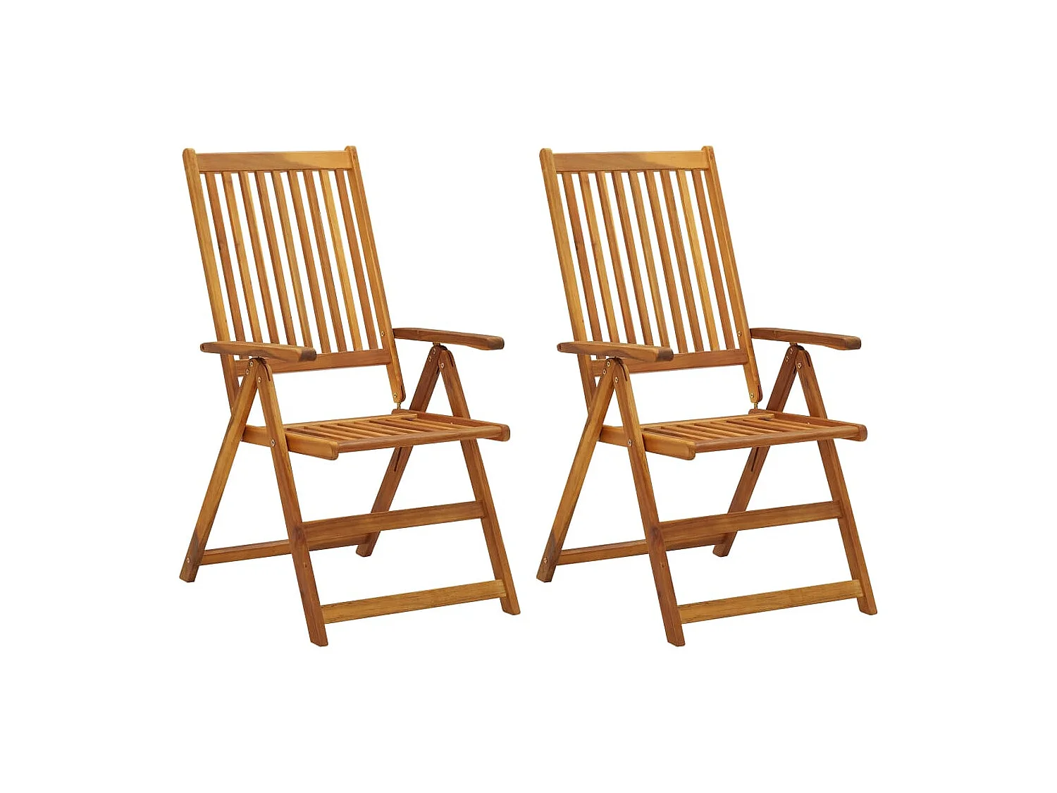 Chaises inclinables de jardin lot de 2 et coussins Bois acacia