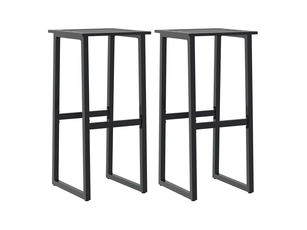 Tabourets de bar lot de 2 noir acier enduit de poudre
