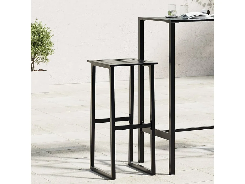 Tabourets de bar lot de 2 noir acier enduit de poudre