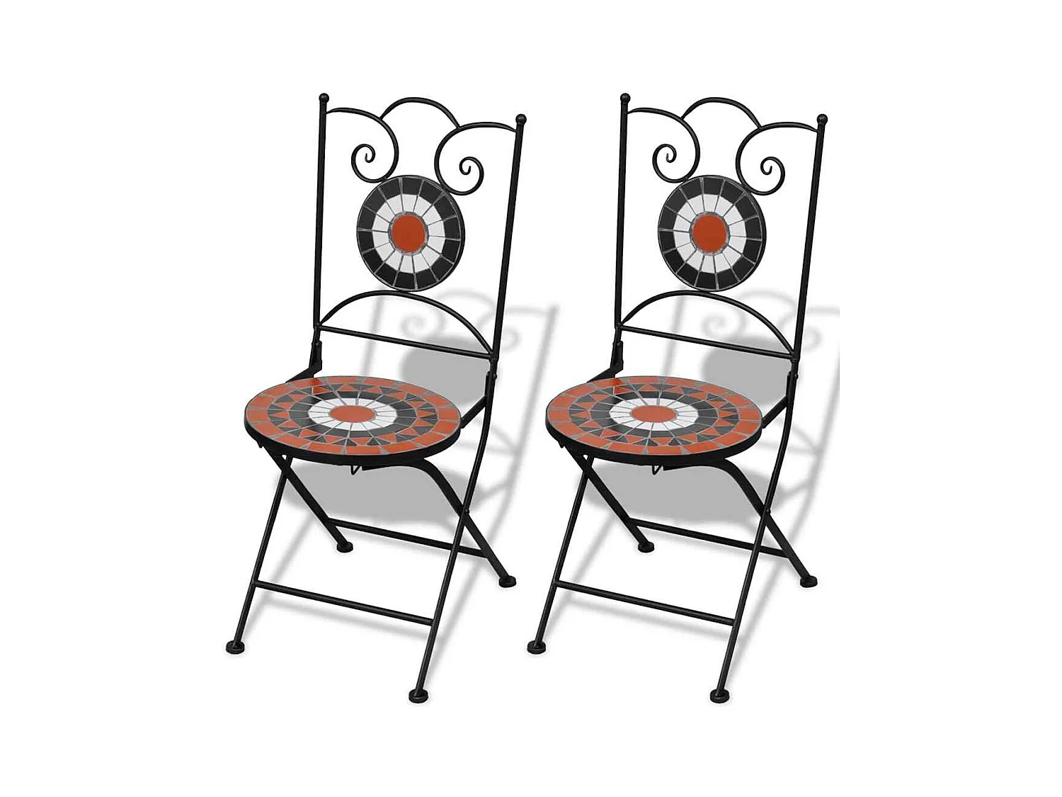 Chaises pliables de bistro 2 pcs Céramique Terre cuite et blanc