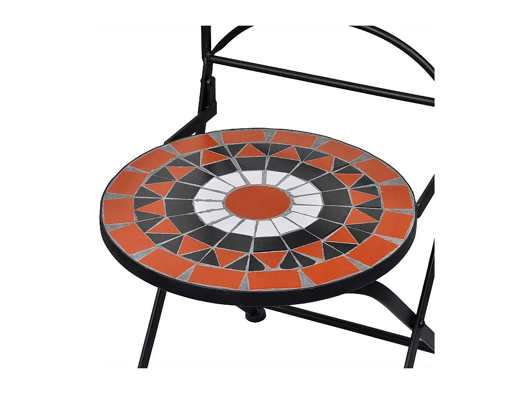 Chaises pliables de bistro 2 pcs Céramique Terre cuite et blanc