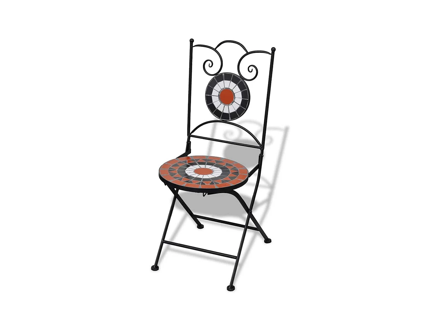 Chaises pliables de bistro 2 pcs Céramique Terre cuite et blanc