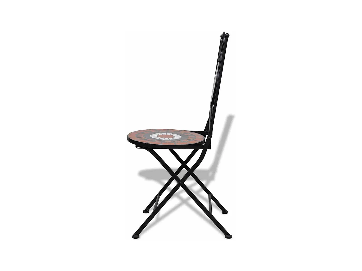 Chaises pliables de bistro 2 pcs Céramique Terre cuite et blanc