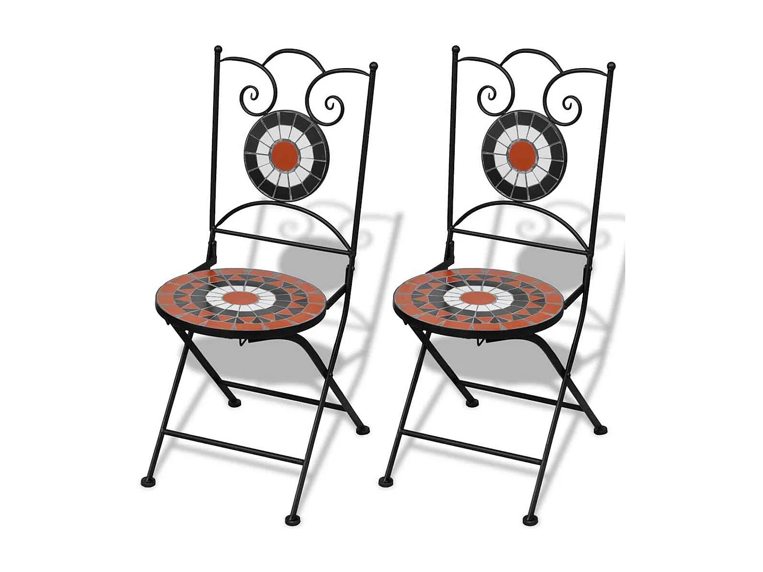 Chaises pliables de bistro 2 pcs Céramique Terre cuite et blanc