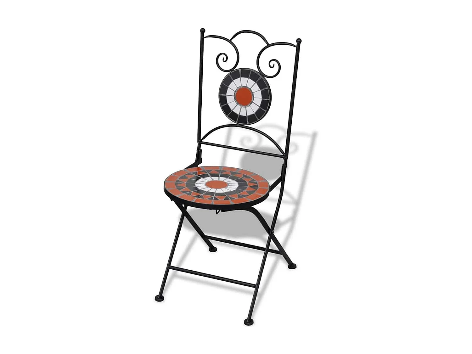 Chaises pliables de bistro 2 pcs Céramique Terre cuite et blanc