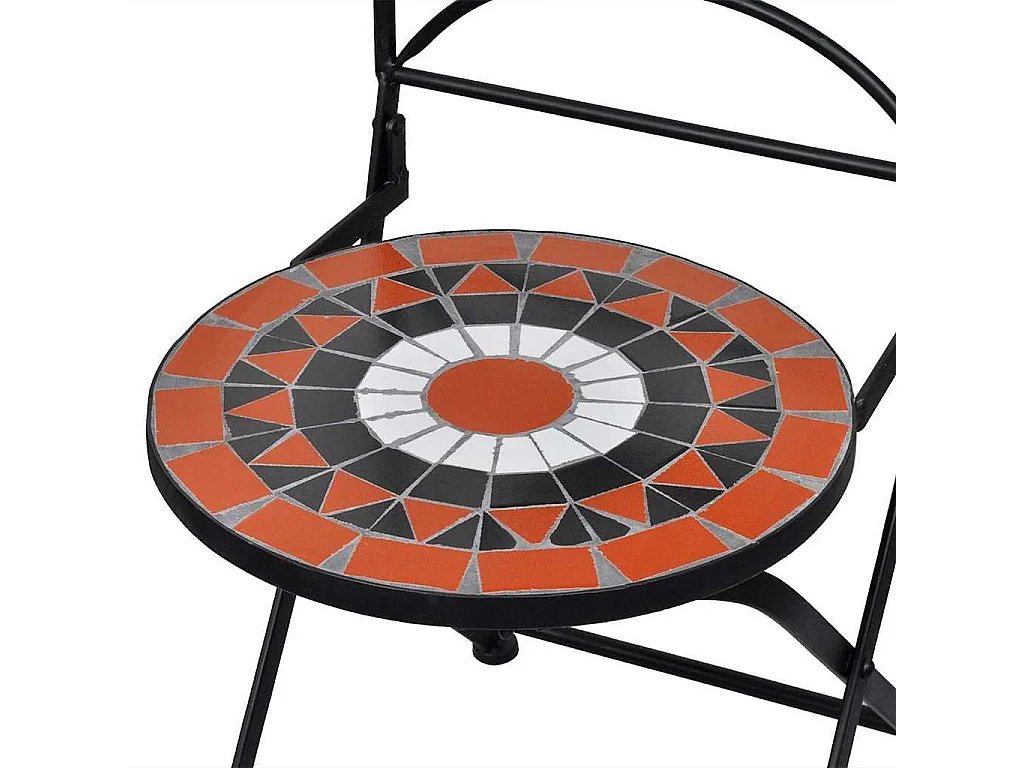 Chaises pliables de bistro 2 pcs Céramique Terre cuite et blanc