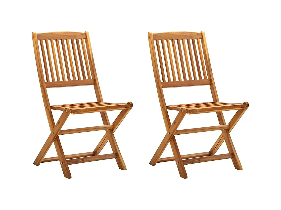 Set van 2 klapstoelen voor buiten, massief acaciahout