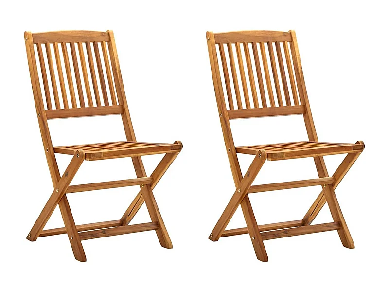 Chaises pliables d'extérieur lot de 2 Bois d'acacia solide