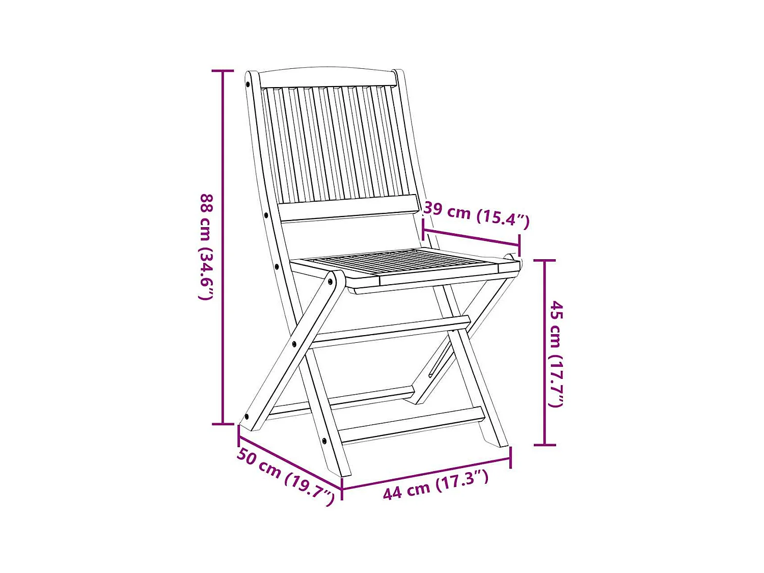 Chaises pliables d'extérieur lot de 8 Bois d'acacia solide
