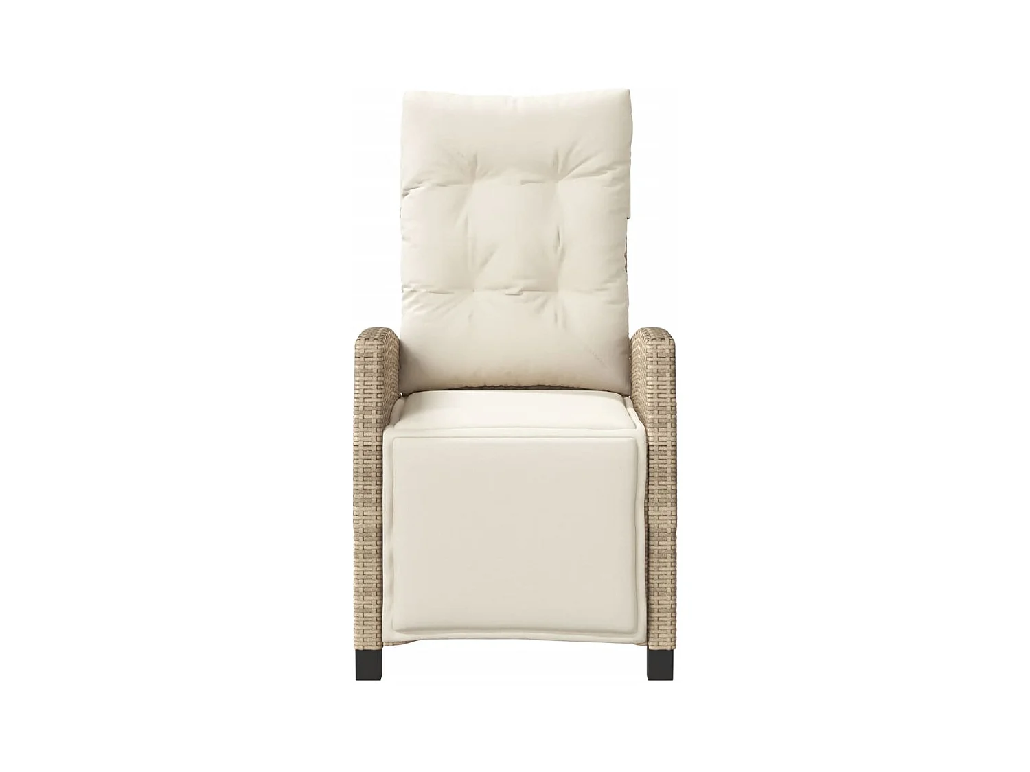 Chaise inclinable de jardin et repose-pied beige résine tressée