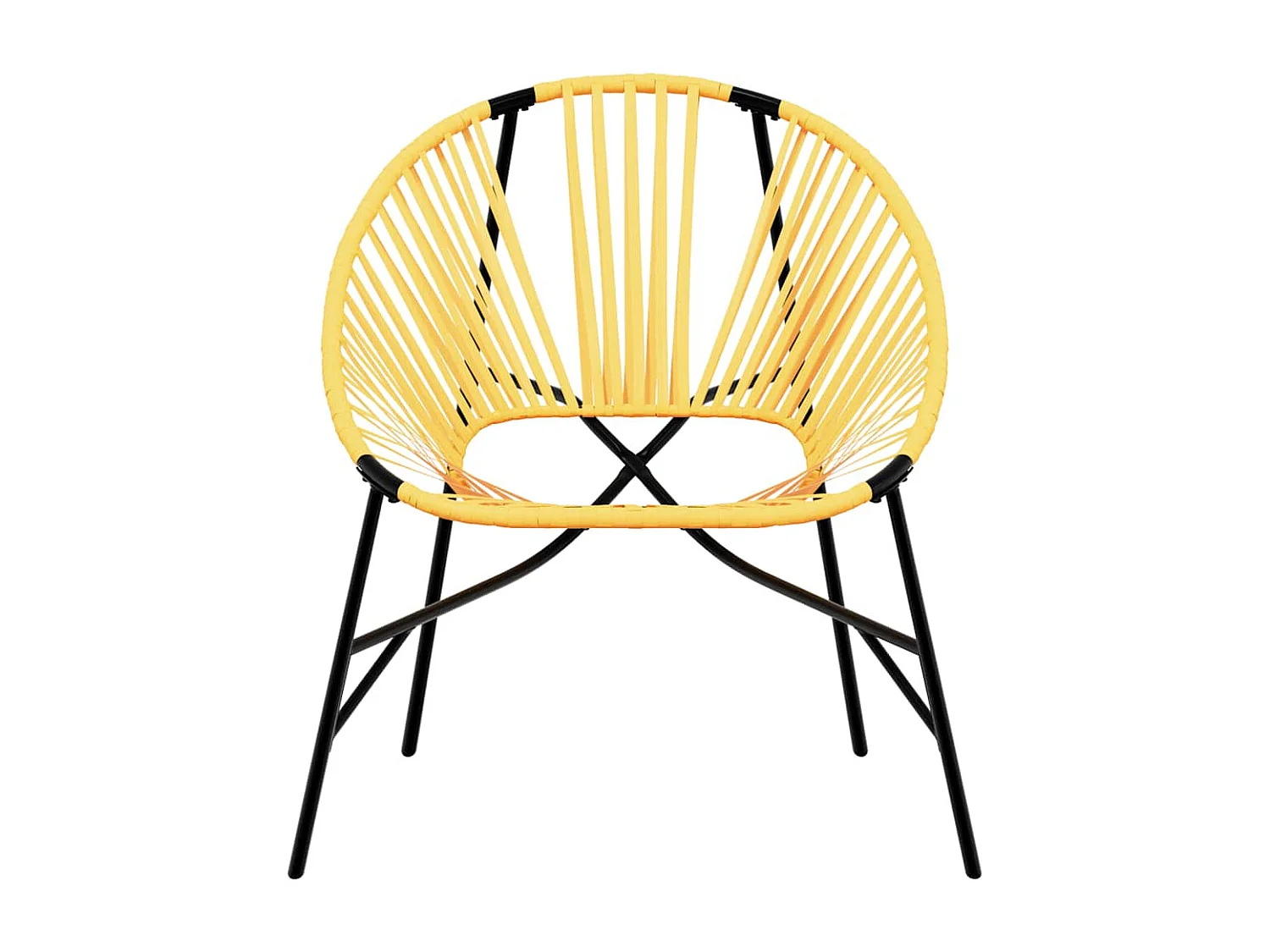 Chaise œuf de jardin noir et jaune résine tressée