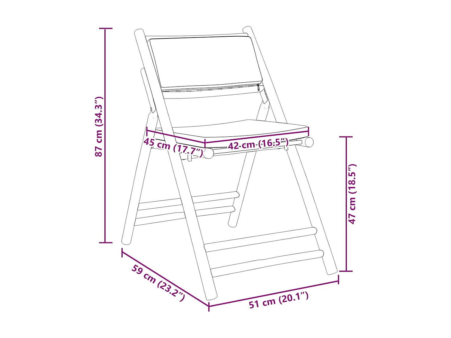 Opvouwbare bistrostoelen set van 6 donkergrijze bamboe kussens