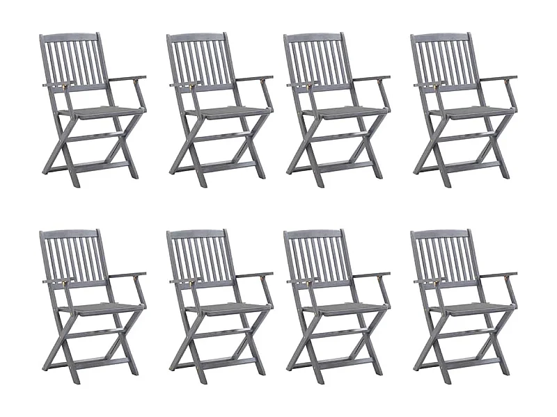 Set van 8 klapstoelen voor buiten met kussens van acaciahout