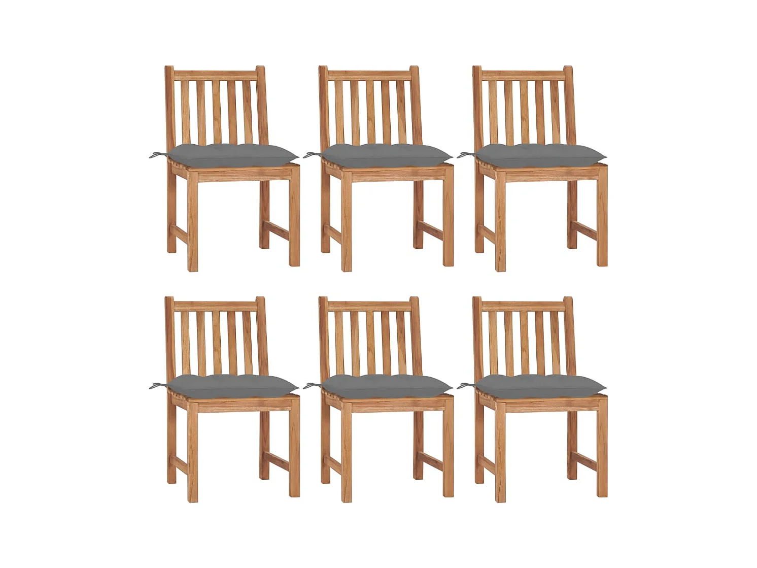 Juego de 6 sillas de jardín con cojines Madera maciza de teca