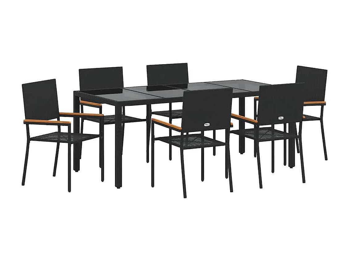 Ensemble de salle à manger pour jardin 7 pcs Noir