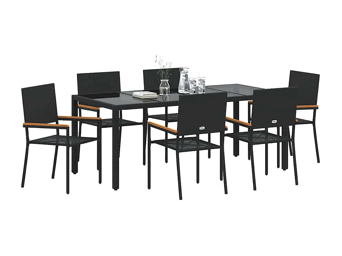 Ensemble de salle à manger pour jardin 7 pcs Noir