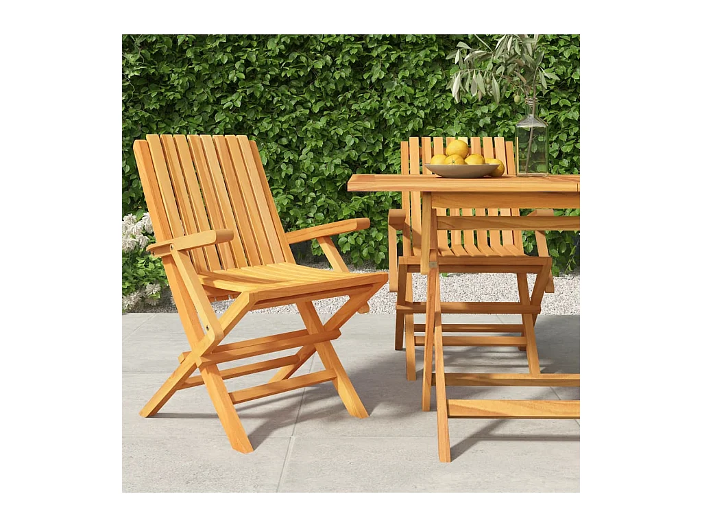 Chaises de jardin pliantes lot de 2 61x67x90cm bois massif teck