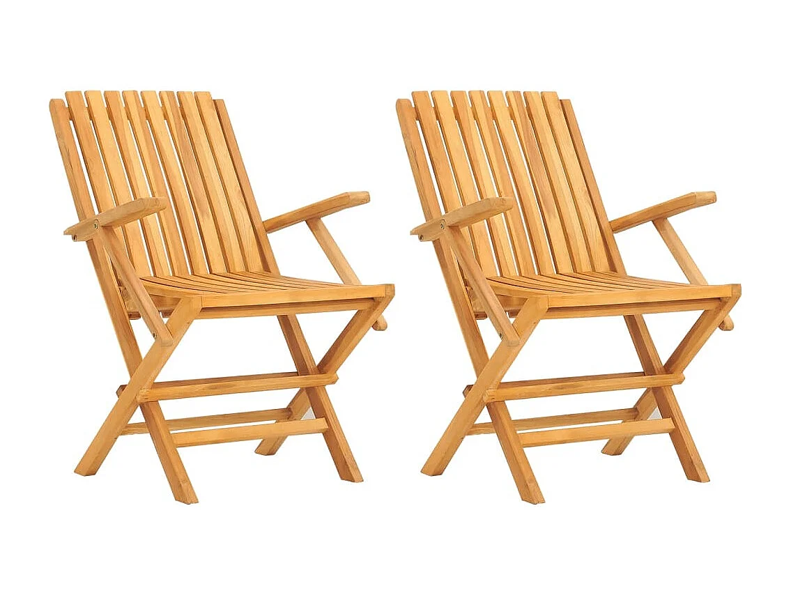 Chaises de jardin pliantes lot de 2 61x67x90cm bois massif teck