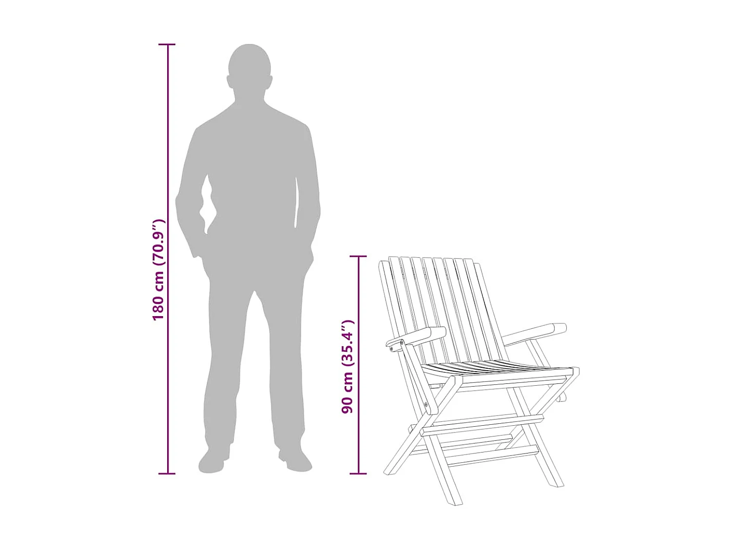 Chaises de jardin pliantes lot de 2 61x67x90cm bois massif teck